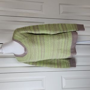 American Eagle L wool blend striped sweater Green Tan Classic